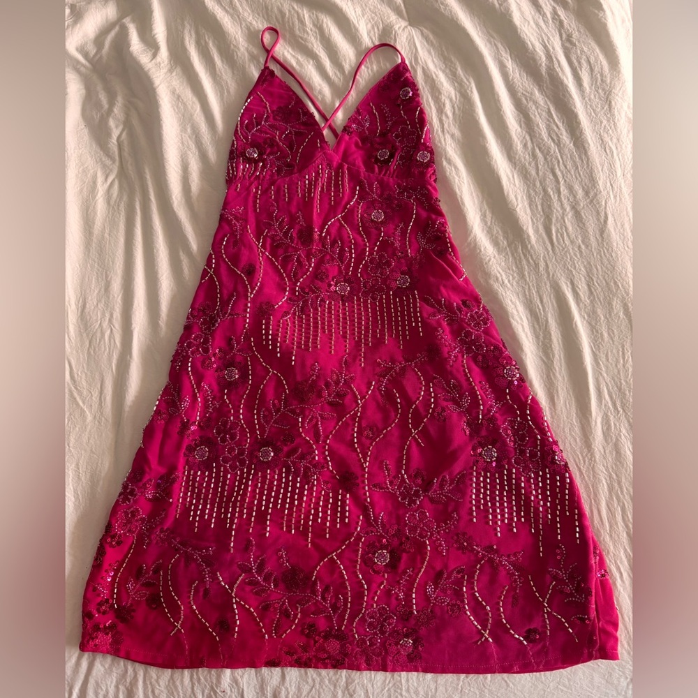 Fuschia beaded dress